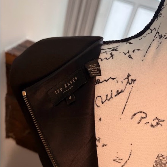 Ted Baker Black Scuba Sheath Dress w/ Blue Butterfly Accents - Picture 4 of 4